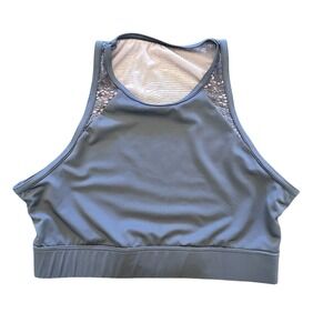 Balera Blue Gray Lace Back High Neck Dance Crop Top S